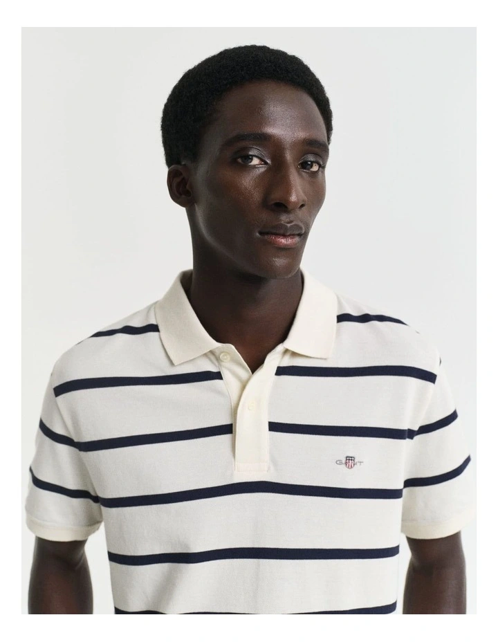 Striped Polo Shirt in Cream image 4