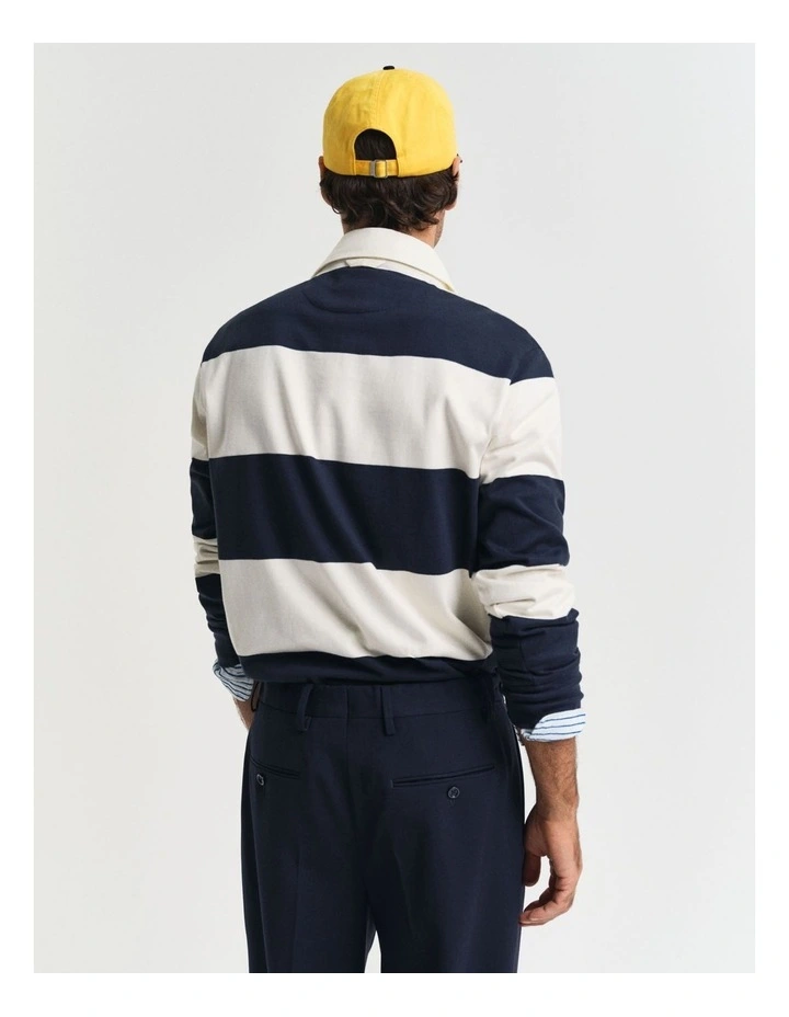 Barstriped Rugger Polo Shirt in Evening Blue image 2