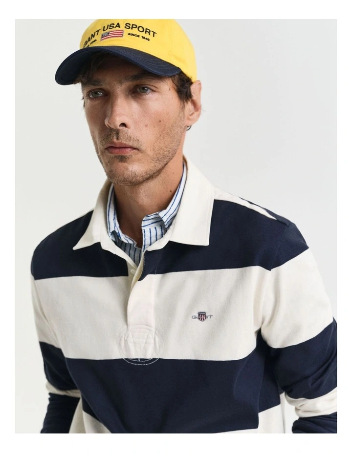 Barstriped Rugger Polo Shirt in Evening Blue image 4