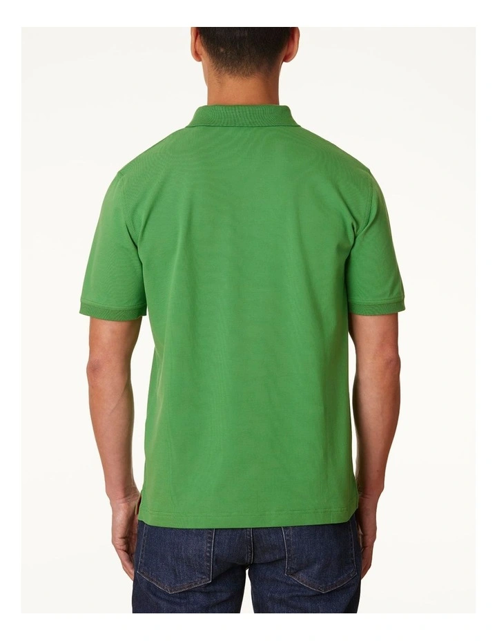 Contrast Pique Polo Shirt in Grass Green image 2