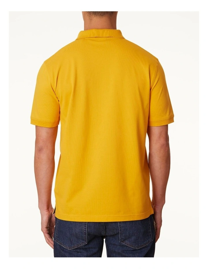 Contrast Pique Polo Shirt in Yellow Lichen image 2