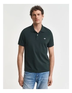 Regular Fit Shield Piqu Polo Shirt in Tartan Green