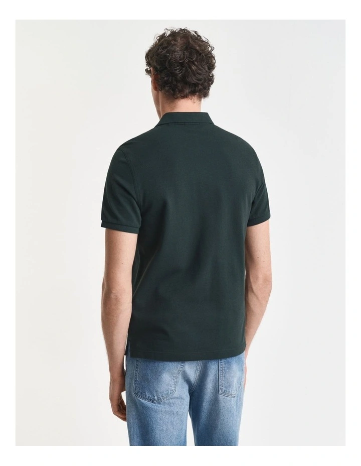 Regular Fit Shield Piqu Polo Shirt in Tartan Green image 2
