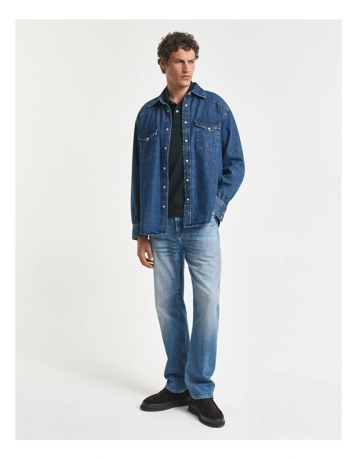 Regular Fit Shield Piqu Polo Shirt in Tartan Green image 3