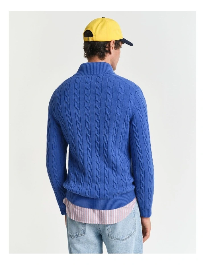 Cotton Cable Half-Zip Knit in Rich Blue image 2
