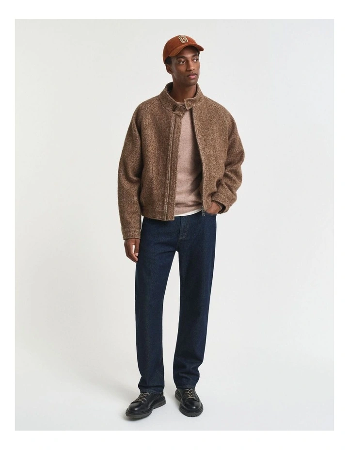 Superfine Lambswool Crew Neck Sweater in Dark Sand Melange image 3