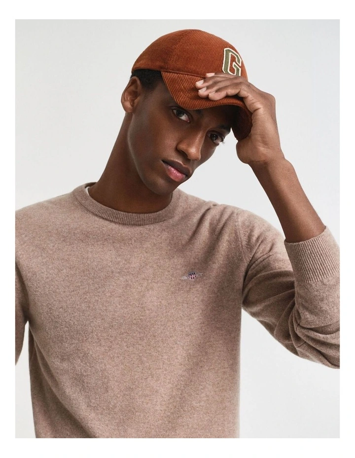 Superfine Lambswool Crew Neck Sweater in Dark Sand Melange image 4