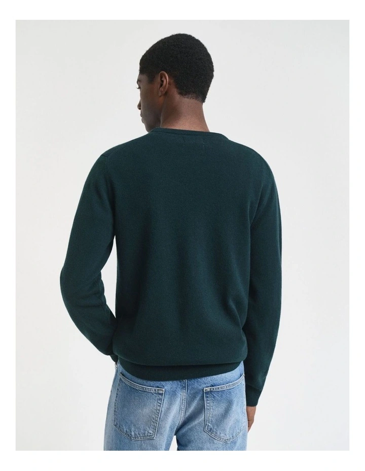 Superfine Lambswool Crew Neck Sweater in Tartan Green image 2