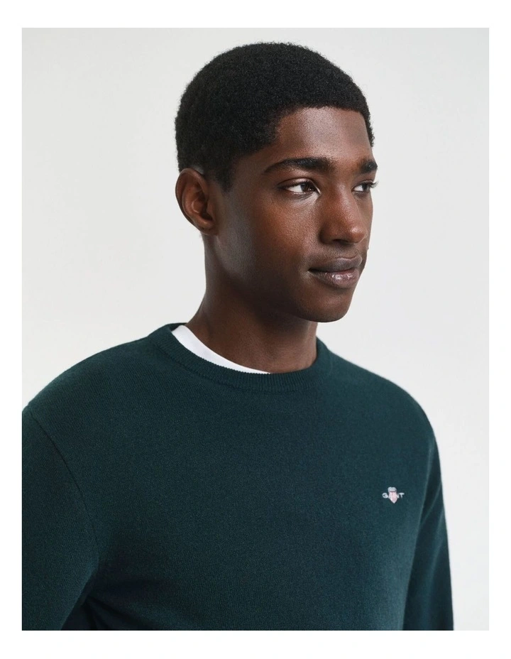 Superfine Lambswool Crew Neck Sweater in Tartan Green image 3