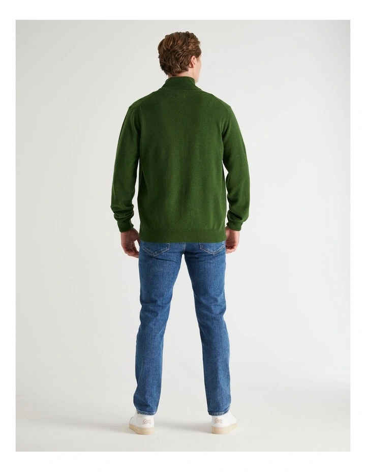 Superfine Lambswool Half-Zip Sweater in Moss Green image 2