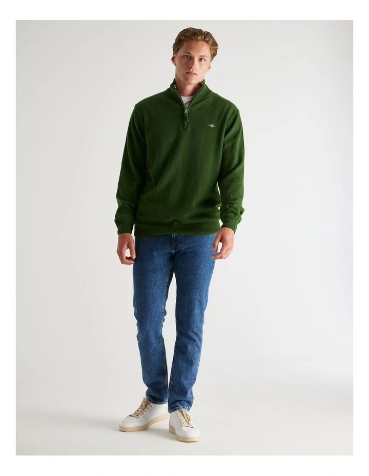 Superfine Lambswool Half-Zip Sweater in Moss Green image 3