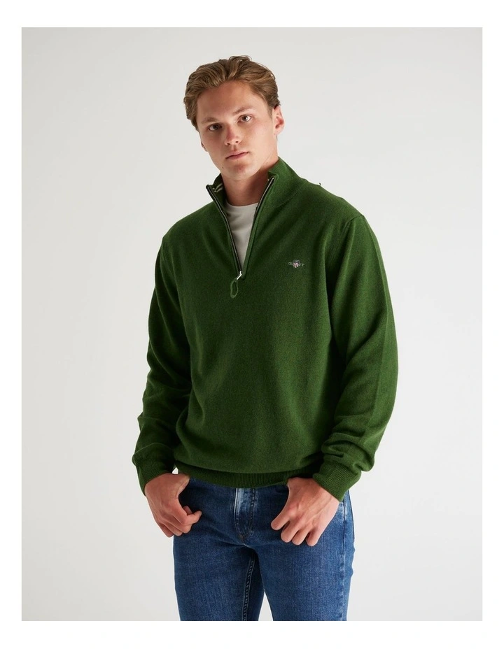 Superfine Lambswool Half-Zip Sweater in Moss Green image 4