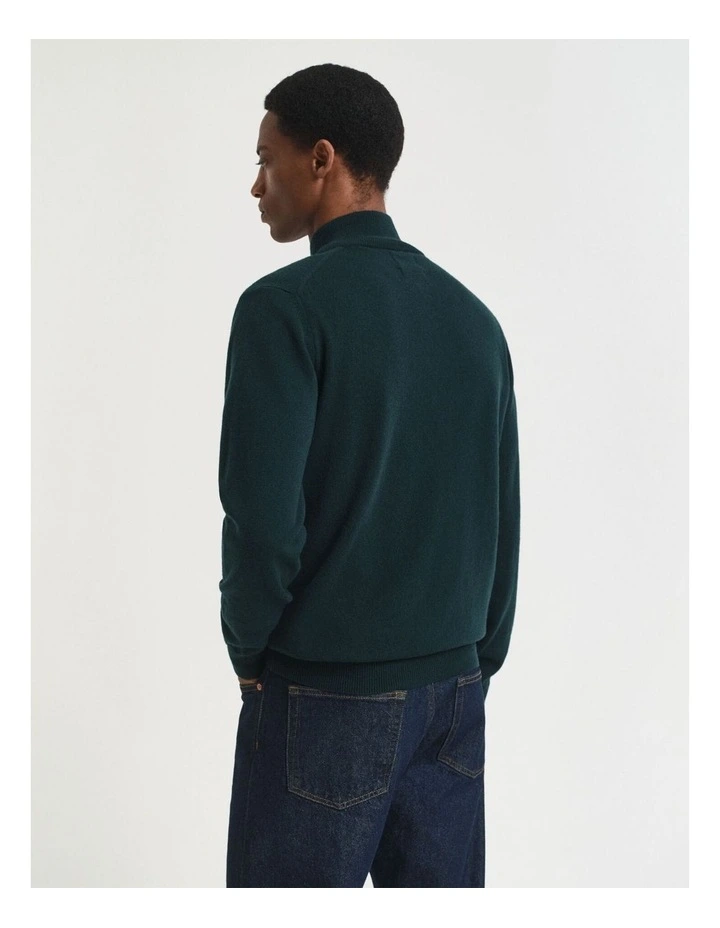 Superfine Lambswool Half-Zip Sweater in Tartan Green image 2