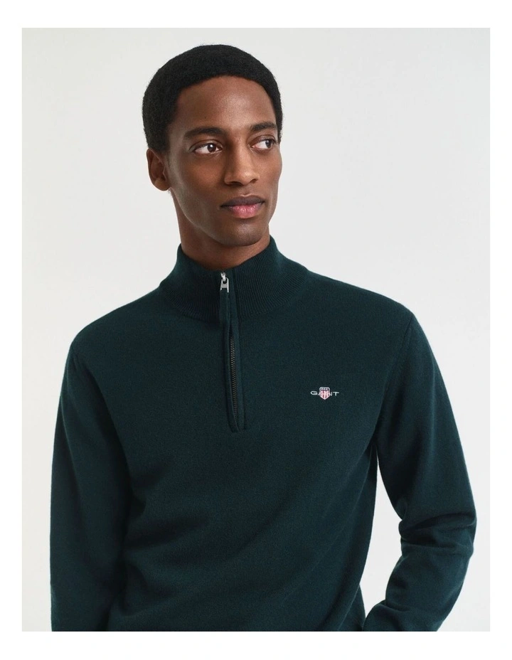 Superfine Lambswool Half-Zip Sweater in Tartan Green image 3