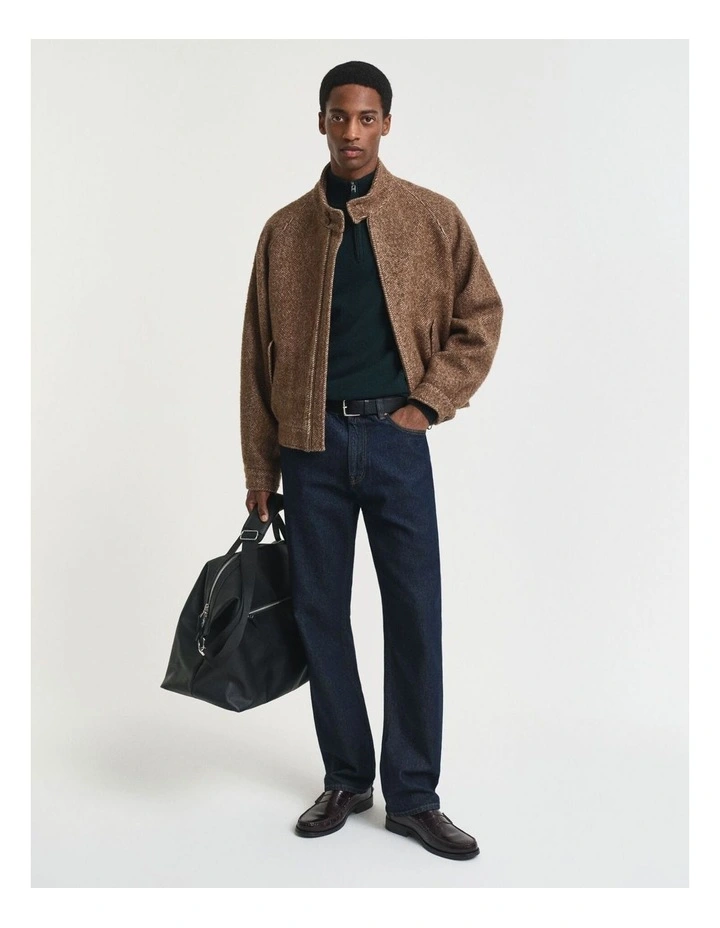 Superfine Lambswool Half-Zip Sweater in Tartan Green image 4