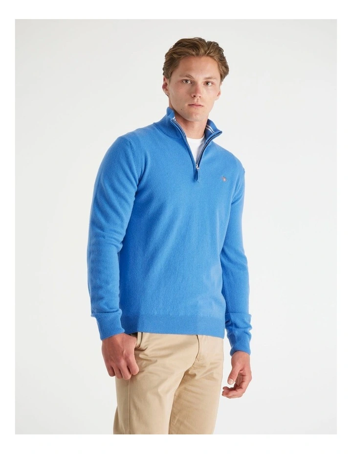 Superfine Lambswool Half-Zip Sweater in Perfect Blue image 1