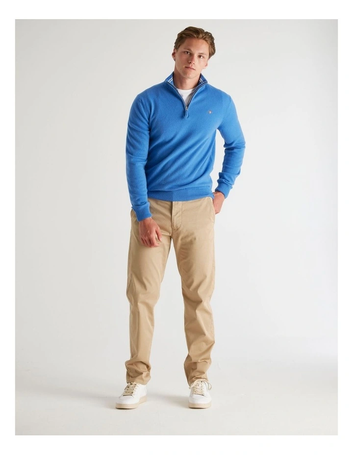 Superfine Lambswool Half-Zip Sweater in Perfect Blue image 3