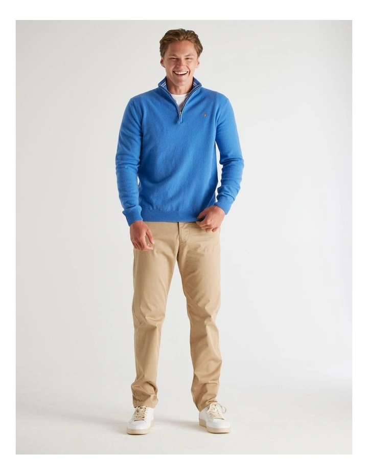 Superfine Lambswool Half-Zip Sweater in Perfect Blue image 4