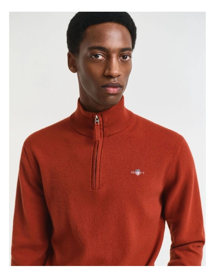 Superfine Lambswool Half-Zip Sweater in Modern Rust image 3