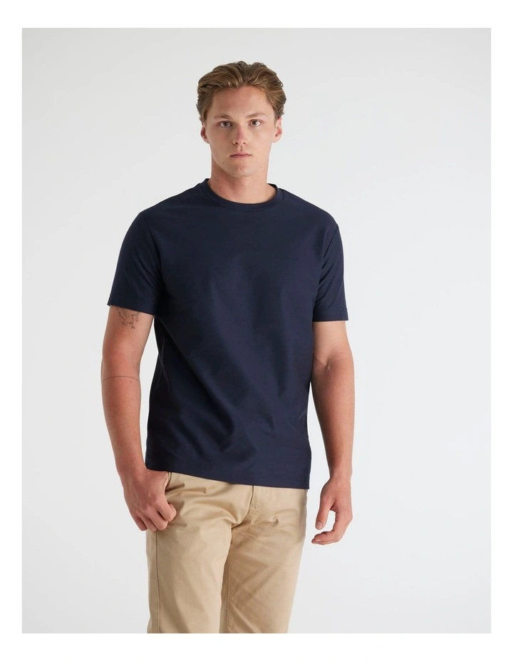 Twill Texture T-shirt in Evening  Blue image 4
