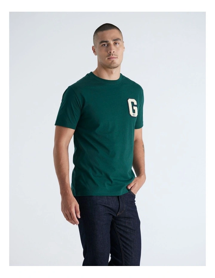 G Badge T-Shirt in Tartan Green image 3