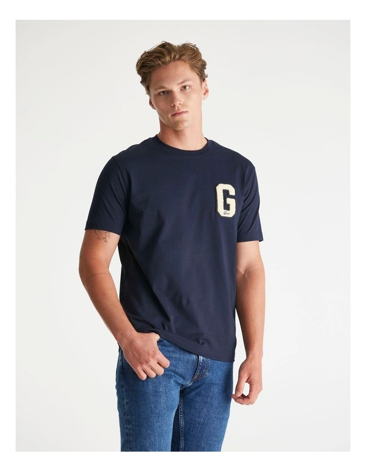 G Badge T-Shirt in Evening Blue image 3