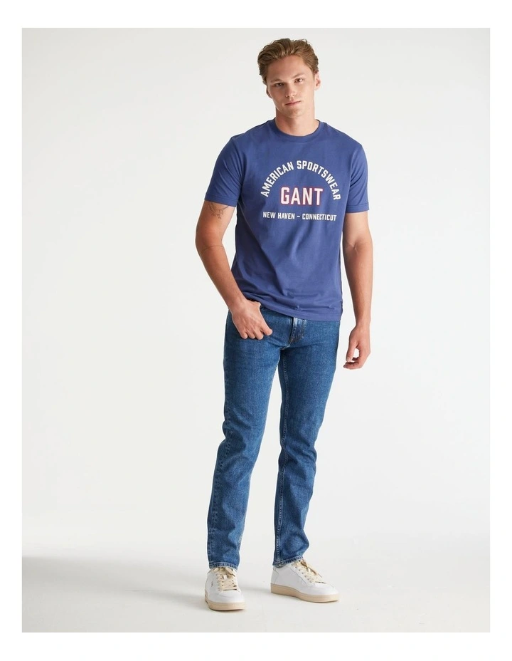 Printed Graphic T-shirt in Persian Blue image 1