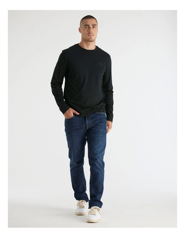 Regular Tonal Shield Long Sleeve T-shirt in Black image 1