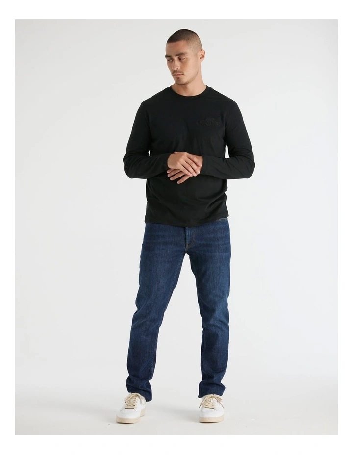 Regular Tonal Shield Long Sleeve T-shirt in Black image 4