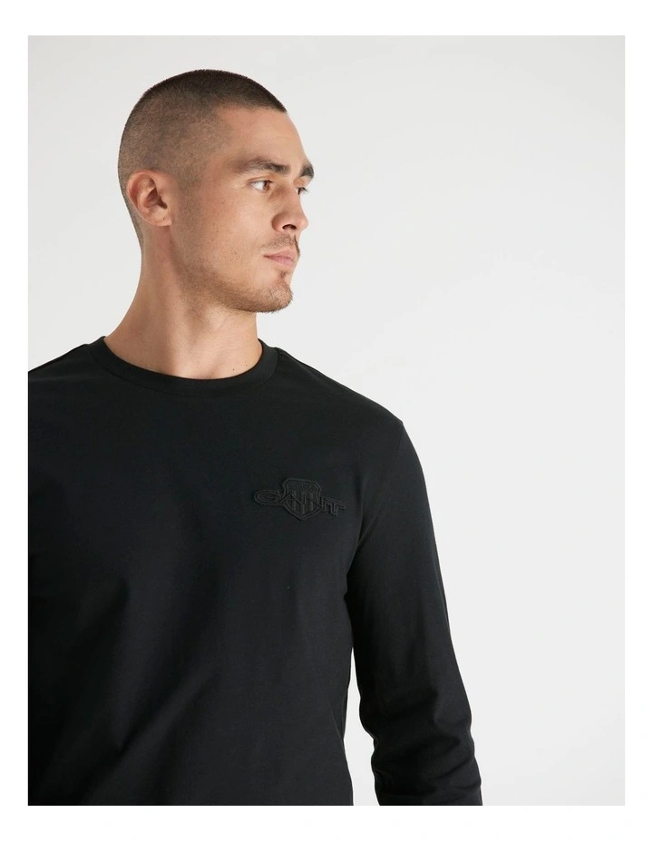 Regular Tonal Shield Long Sleeve T-shirt in Black image 5