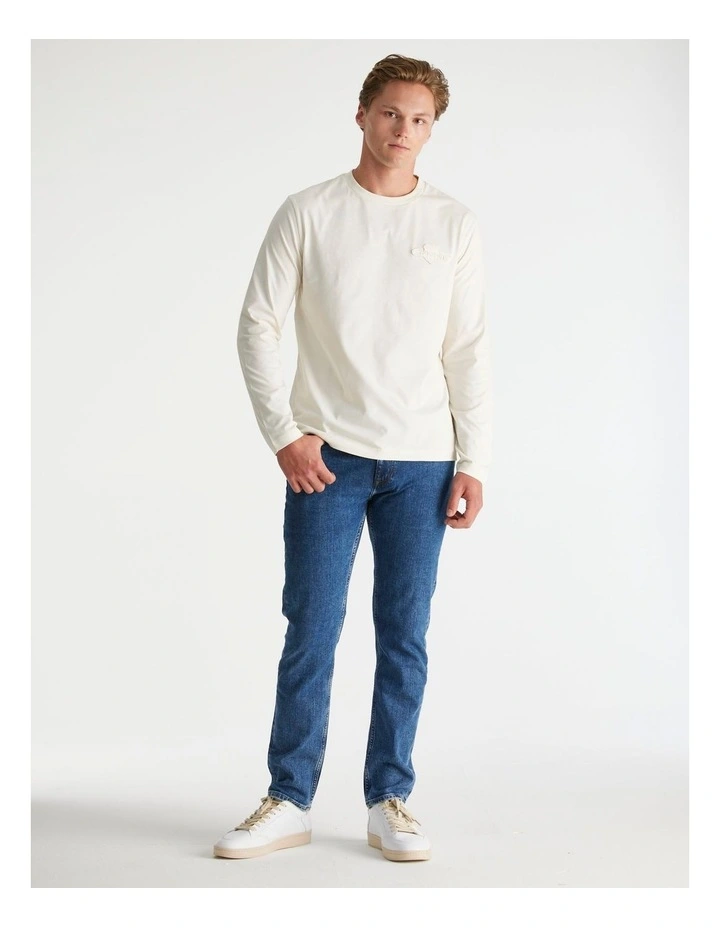 Regular Tonal Shield Long Sleeve T-shirt in Cream image 3