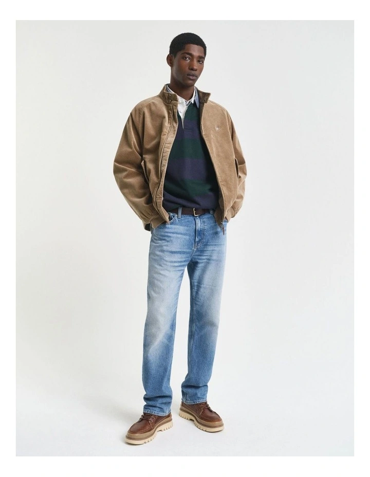 Chambray Collar Striped Heavy Rugger T-shirt in Tartan Green image 4