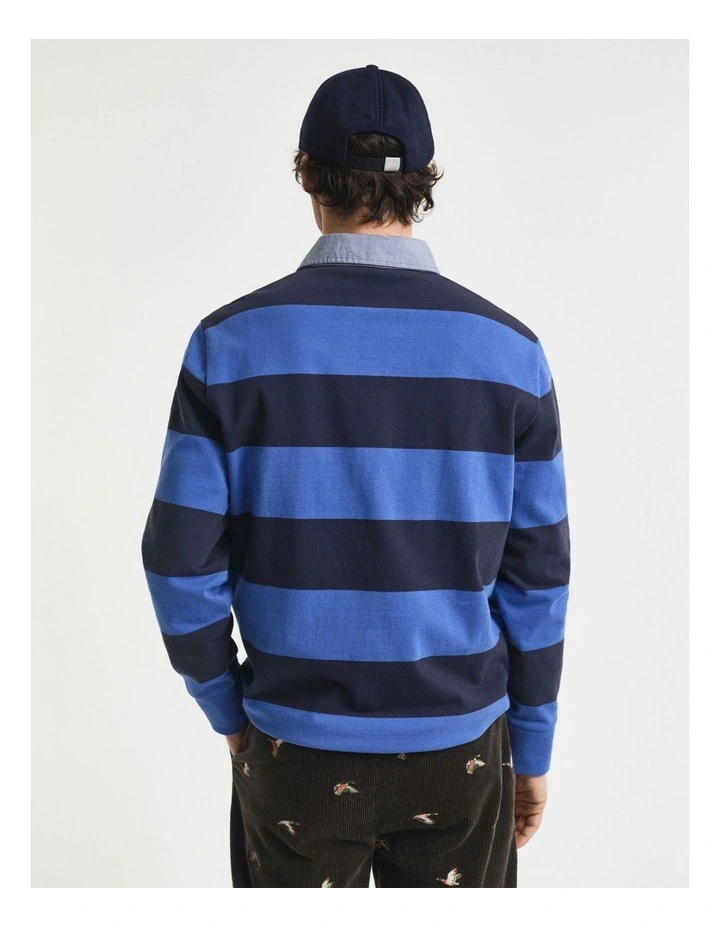 Chambray Collar Striped Heavy Rugger in Rich Blue image 2