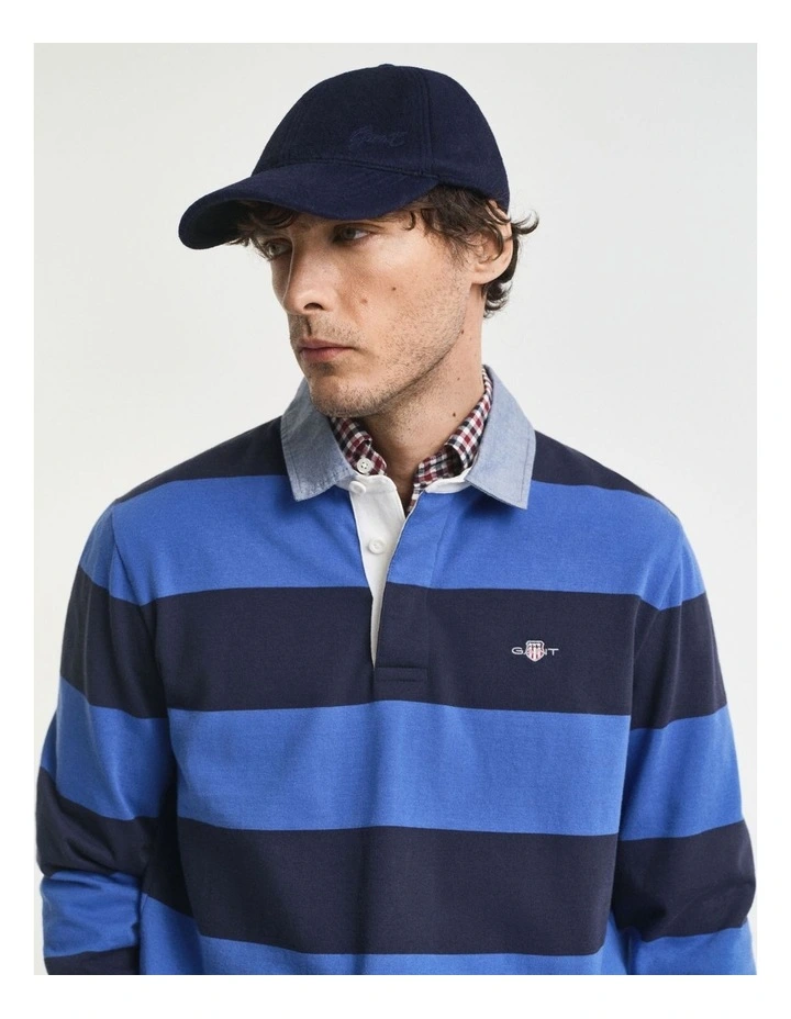 Chambray Collar Striped Heavy Rugger in Rich Blue image 3