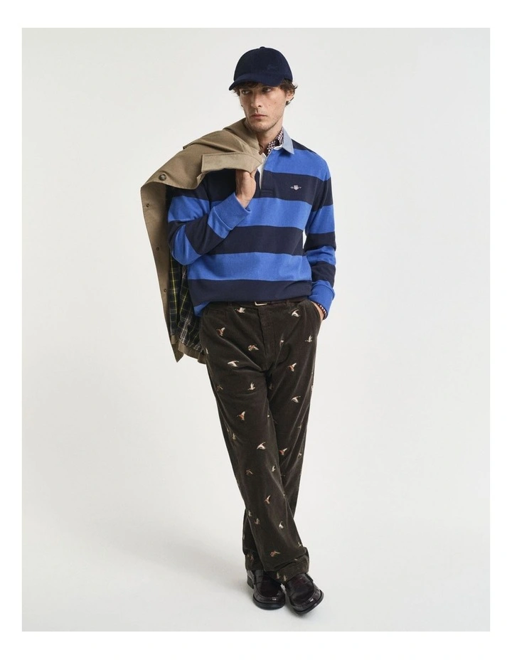 Chambray Collar Striped Heavy Rugger in Rich Blue image 4