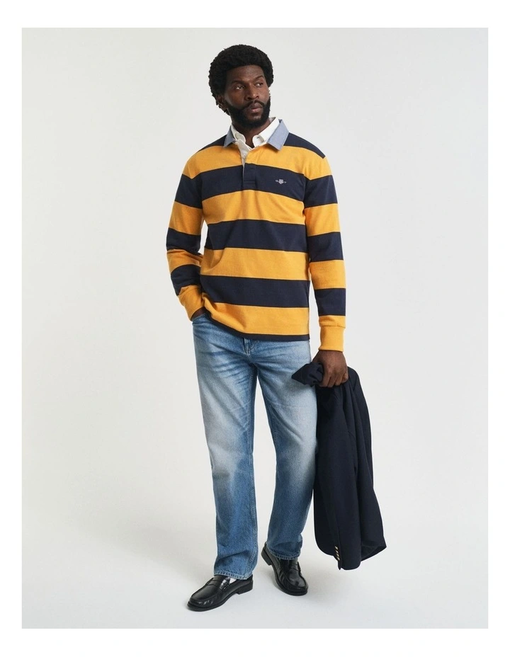 Chambray Collar Striped Heavy Rugger in Yellow Lichen image 3