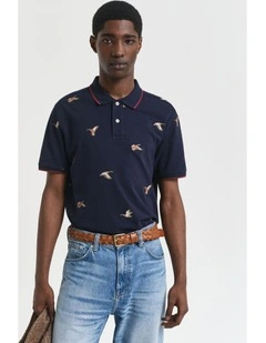 Embroidered Polo Shirt in Evening Blue
