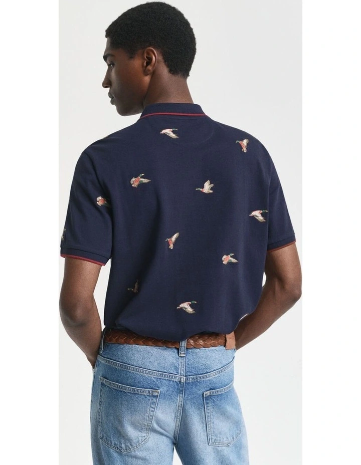 Embroidered Polo Shirt in Evening Blue image 2