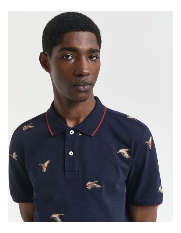 Embroidered Polo Shirt in Evening Blue image 4