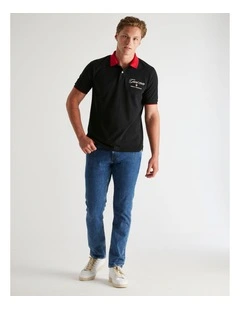 Graphic Pique Polo Shirts in Black