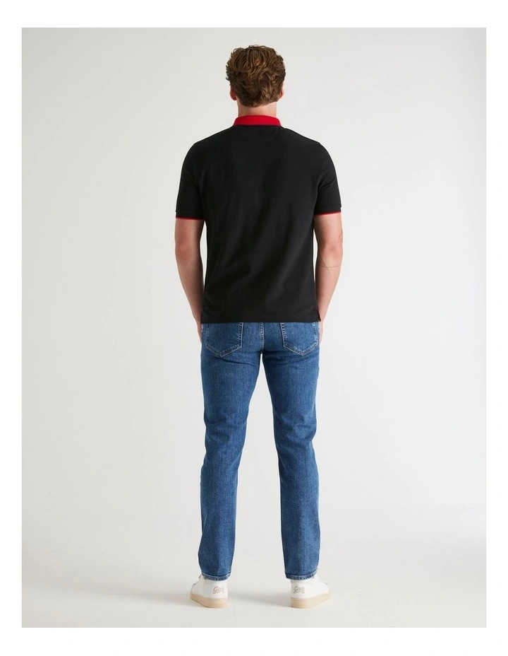 Graphic Pique Polo Shirts in Black image 2