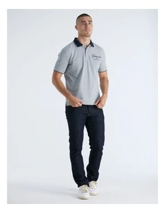 Graphic Pique Polo in Grey Melange