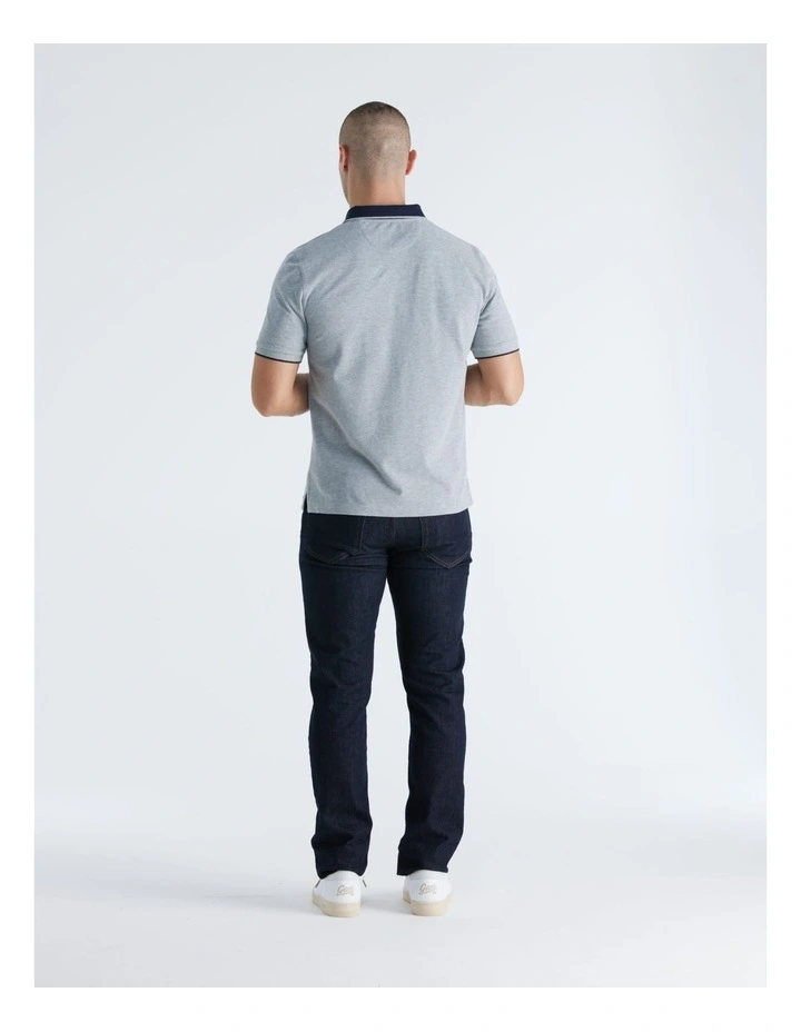 Graphic Pique Polo in Grey Melange image 2