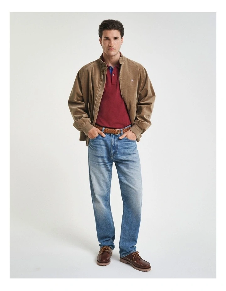 Contrast Piqu Polo Shirt in Plumped Red image 3