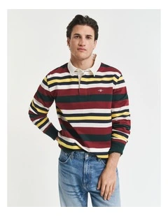 Striped Heavy Rugger T-shirt in Tartan Green