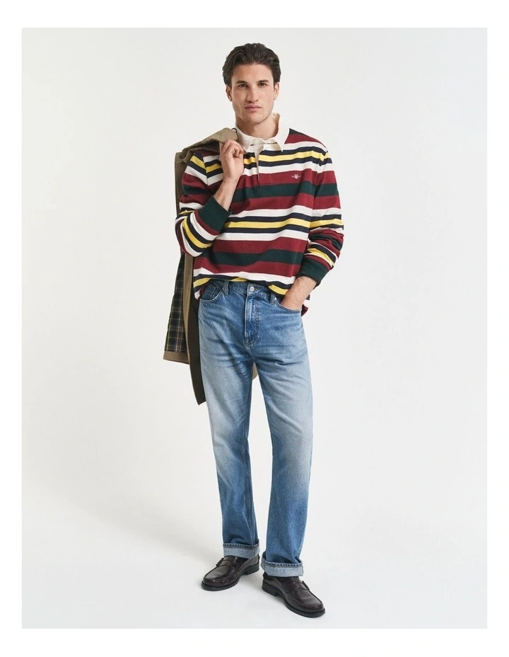 Striped Heavy Rugger T-shirt in Tartan Green image 3