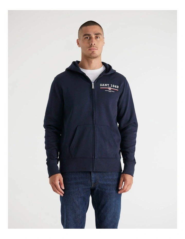 Graphic Full Zip Hoodie in Evening Blue image 1