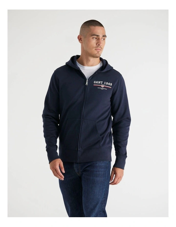 Graphic Full Zip Hoodie in Evening Blue image 3