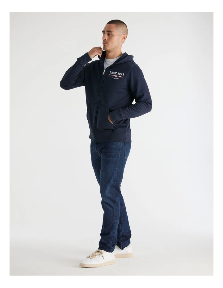 Graphic Full Zip Hoodie in Evening Blue image 5