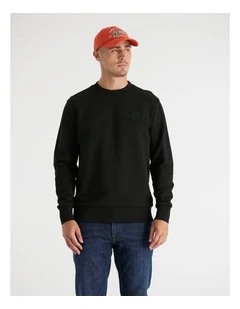 Tonal Shield Crew Neck Sweatshirt in Black
